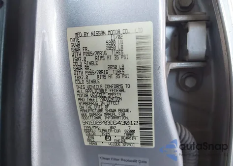 2003 Nissan Xterra Xe from USA, damaged, VIN 5N1ED28Y03C643012